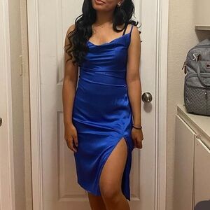 Elegant Blue Satin Dress